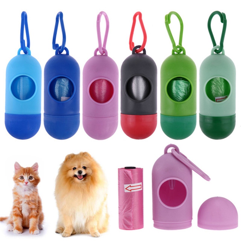 New Pill Shape Pet Dog Poop Bag Dispenser Waste Garbage Bags Carrier with 1 Roll Cat Dog Waste Poop Bag for dogs BTZ1