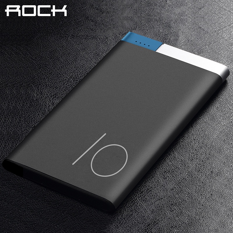 Slim 10000 mAh Power Bank, ROCK Portable Ultra-thin Polymer Metal Alloy Powerbank battery power bank 10000mah