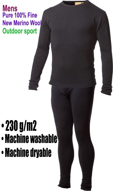Men's male 100% Pure Merino Wool Outdoor Winter Athletics Sports Fleece Base Layer Thermal Warm Underwear Midweight Tops&Bottom;
