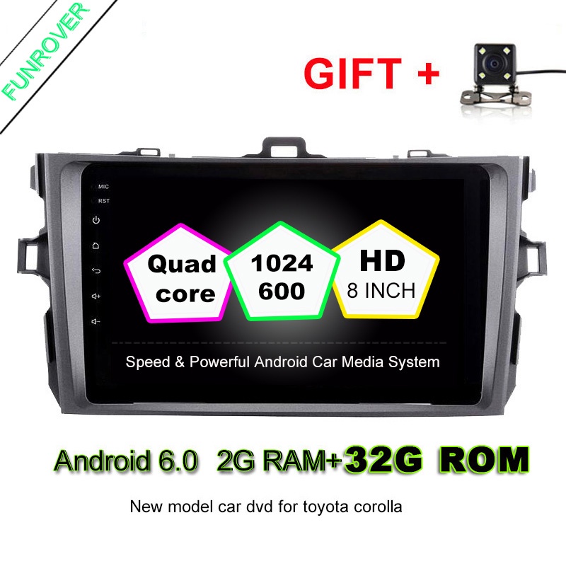 2 Din Android 6.0 car dvd autoradio gps navigation 8inch Steering wheel controls For Toyota corolla 2007~2011 in dash navi RDS
