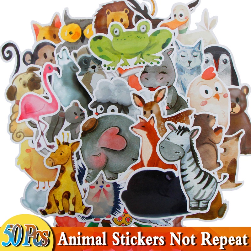 50 PCS Mixed Watercolor Cute Animal Sticker DIY Toy for Laptop Car Luggage Skateboard Colorful Cartoon JDM Waterproof Stickers-in Stickers from Toys & Hobbies on Aliexpress.com | Alibaba Group