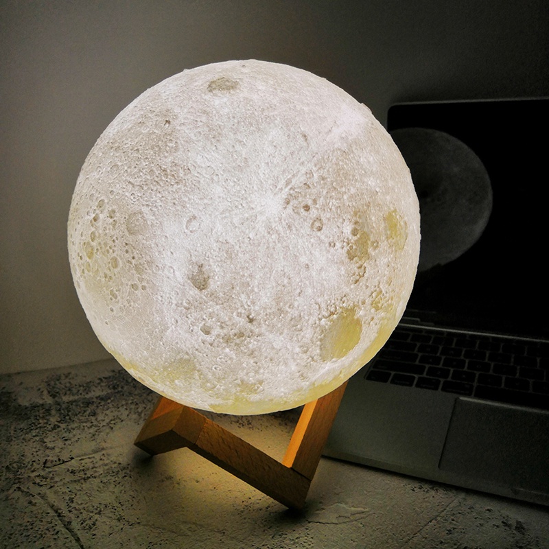 3D Print Moon lamp Moon light LED Night light Rechargeable Bedside Children's Night Light Desk Decor Novelty Gift Touch 2colors
