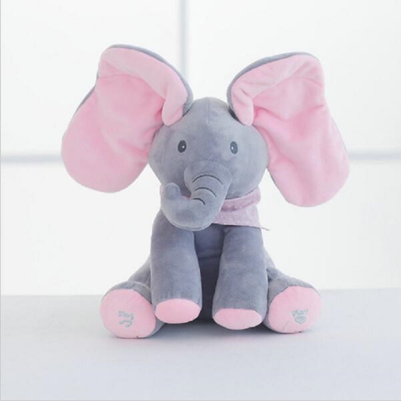 New Style Peek a boo Elephant Stuffed Animals & Plush Elephant Doll Play Music Elephant Educational Anti-stress Toy For Children
