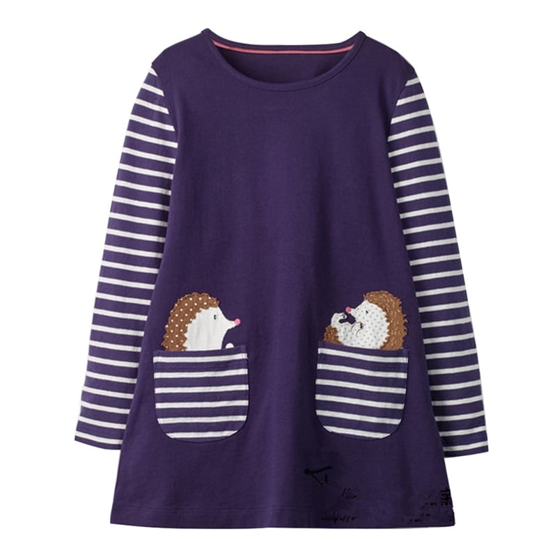 littlemandy Hedgehog Autumn Princess Dress Pattern 2018 Brand New Kids Dresses Baby Girls Clothes Long Sleeve Children Costume