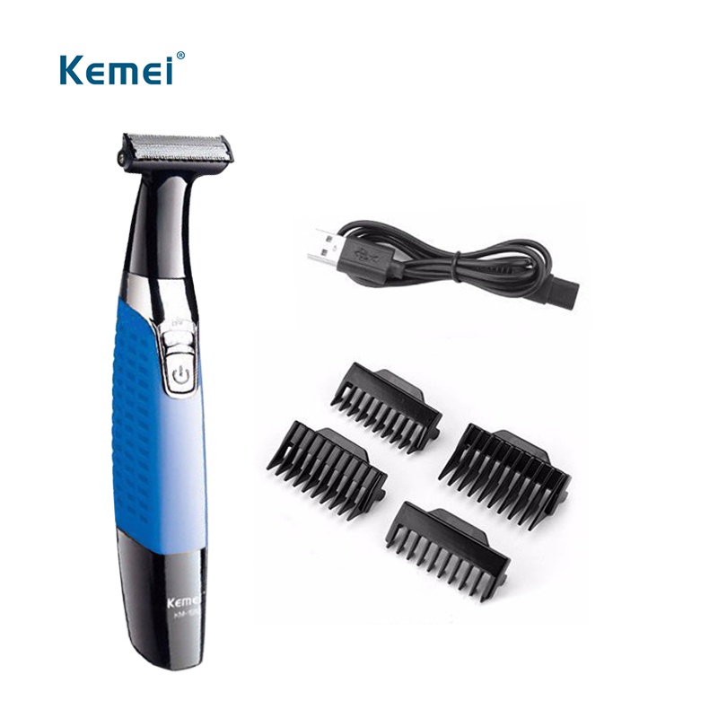 Kemei electric hair trimmer USB rechargeable safety razor for men face arm leg hair removal fast shaving