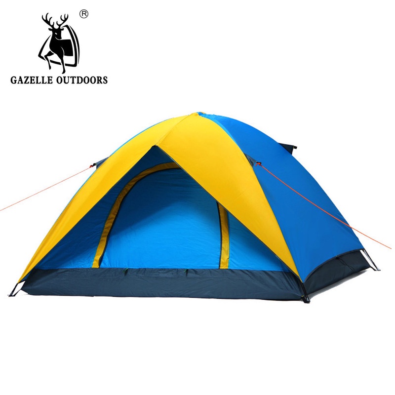 GAZELLE OUTDOORS Camping Tent 3-4 person Waterproof Double Layer Tent Ultralight Outdoor Hiking Picnic tent with Carrying Bag