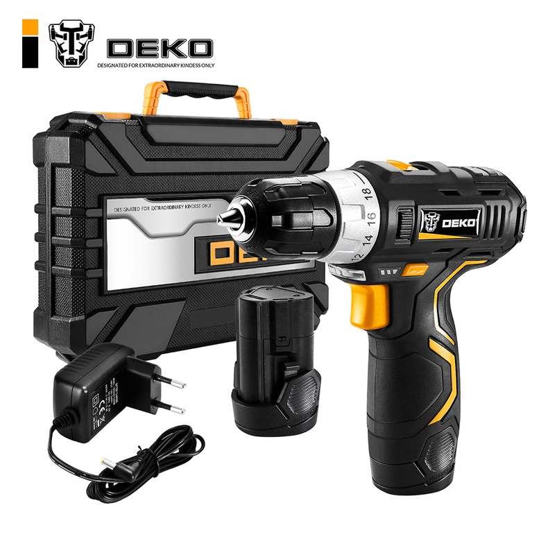 DEKO GCD12DU3 12 v מקסימום חשמלי מברג אלחוטי מיני אלחוטי כוח נהג DC ליתיום יון 3/8- אינץ 2-מהירות