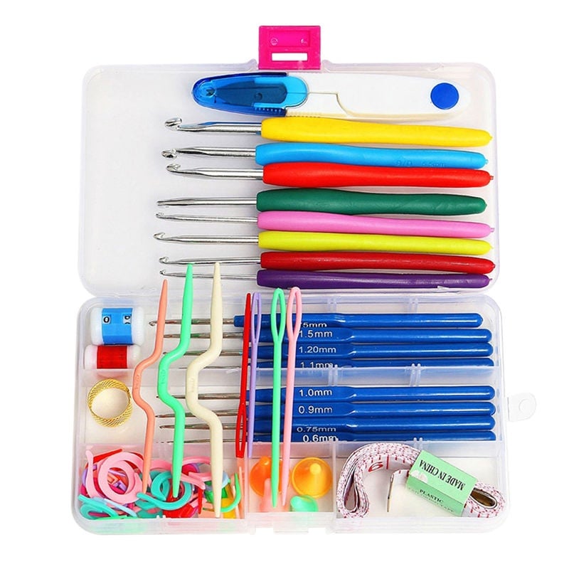 ASLT Hot Sale16 sizes Crochet hooks Needles Stitches knitting Craft Case crochet set  Free Shipping
