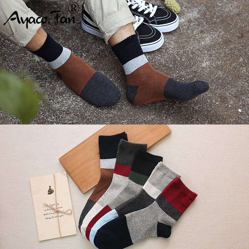5 Pairs/Lot Autumn Winter New Men Cotton Crew Socks for Male Patchwork Colors Classic Business Men's Socks Dress Socks Man Meias-in Men's Socks from Underwear & Sleepwears on AliExpress - 11.11_Double 11_Singles' Day