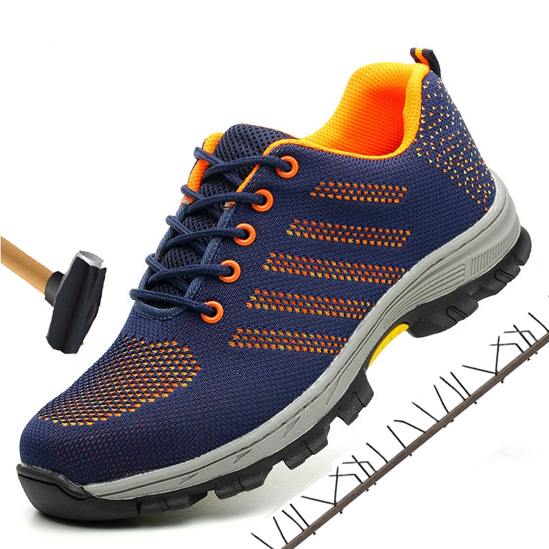 Men Steel Toe Boots Work Safety Plus Size Outdoor Tennis Breathable Protective Puncture proof Safety Shoes For Men sneakers-in Work & Safety Boots from Shoes on AliExpress