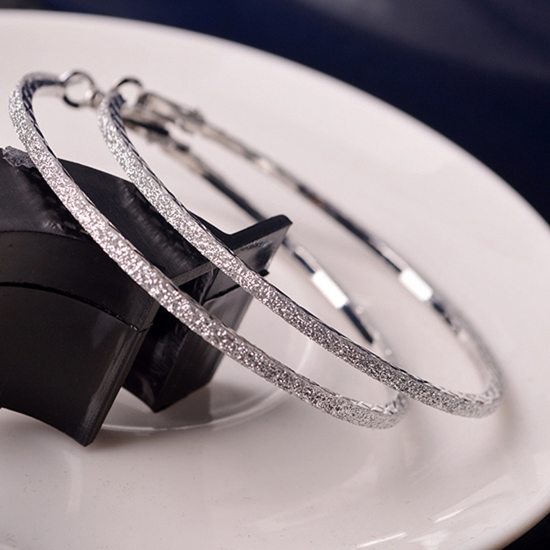 LNRRABC  Big Round  Simple Pierced Earring Gold Silver  Hoop Earrings For Women Evening Party Fashion JewelryDrop Shipping