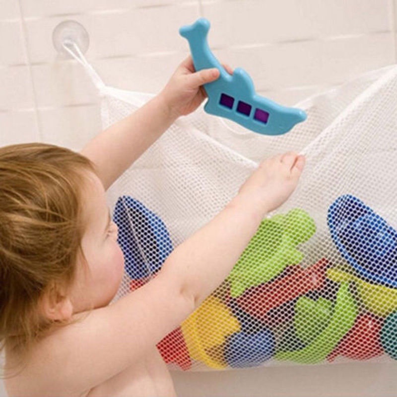 Creative Folding Eco-Friendly Baby Bathroom Mesh  Bath Toy Storage Bag Net Suction Cup Baskets