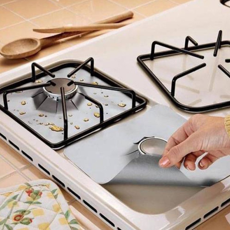 4pcs/set Gas Stove Cooker Protectors Cover/liner Clean Mat Pad Kitchen Gas Stove Stovetop Protector Kitchen Accessories