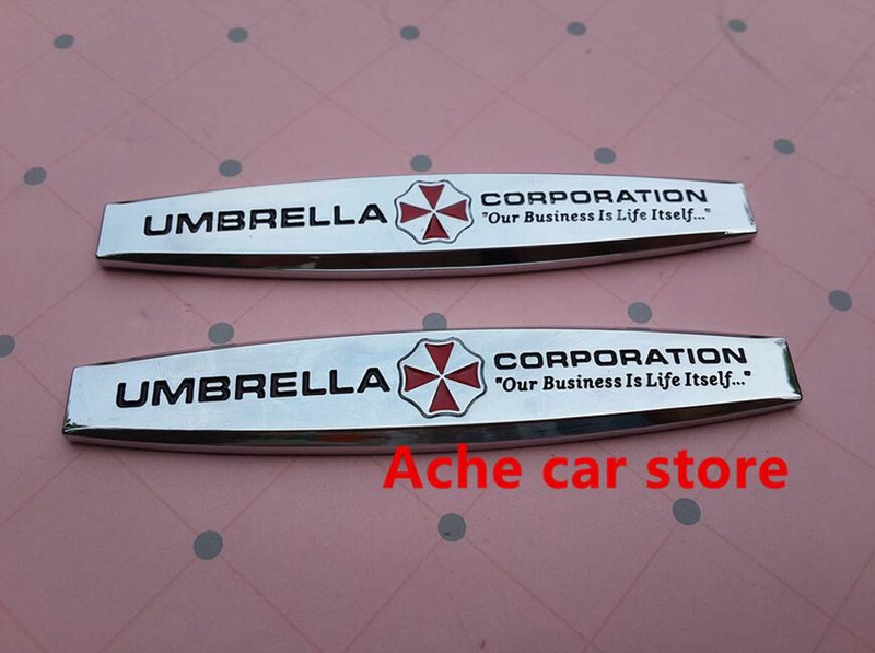 2pcs 3D metal UMBRELLA CORPORATION Resident Evil logo Car Sticker side Emblem Badge Auto rear trunk decoration Decal styling