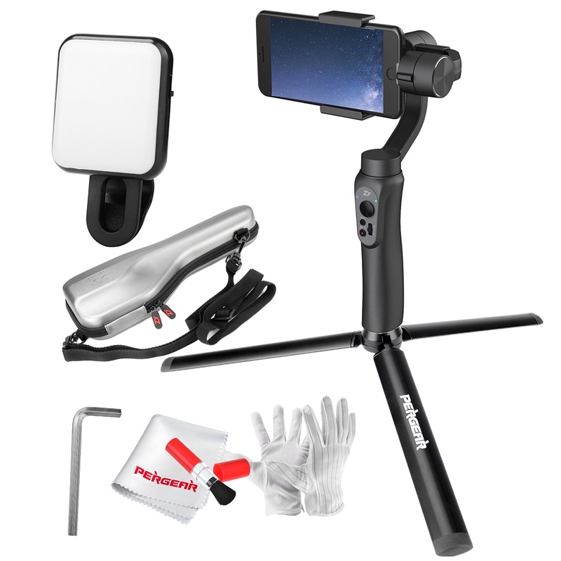 In Stock Zhiyun Smooth Q 3-Axis Handheld Gimbal Stabilizer with Aluminum Tripod +Selfie Light for iPhone 7 6S Plus Samsung S8 S7