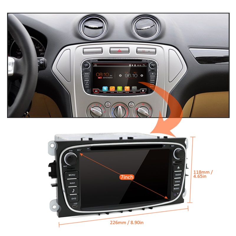 Eunavi 2 din Android 6.0 Quad Core Car DVD Player GPS Navi for Ford Focus Galaxy with Audio Radio Stereo wifi Head Unit 1024*600
