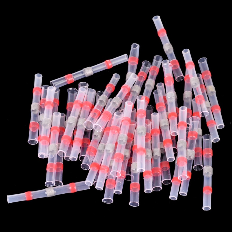 100pcs Heat Shrink Butt Wire Crimp Connector Waterproof Splice Connector Solder Sleeve 26-10 AWG