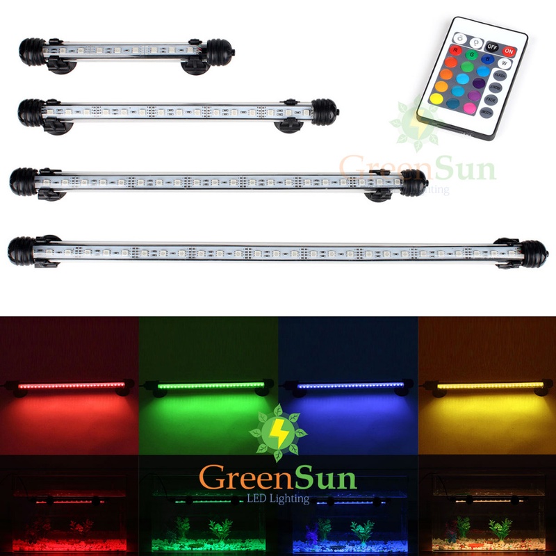 EU US Plug RGB Remote Aquarium Fish Tank Waterproof 5050 SMD LED Bar Light Lamp Submersible