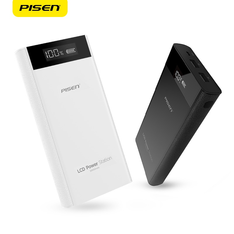 PISEN 20000mah Power Bank 18650 Portable External Battery Universal Mobile Phone Charger Dual USB Powerbank for Phones Tablets