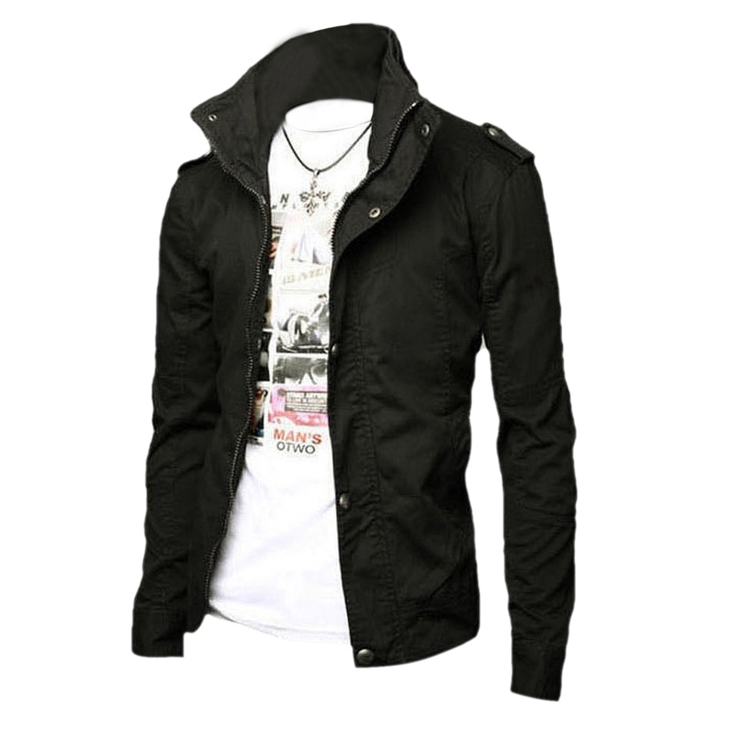 TFGS NEW STYLE Mens Stand Collar Cotton Outwear Coats Casual Jackets
