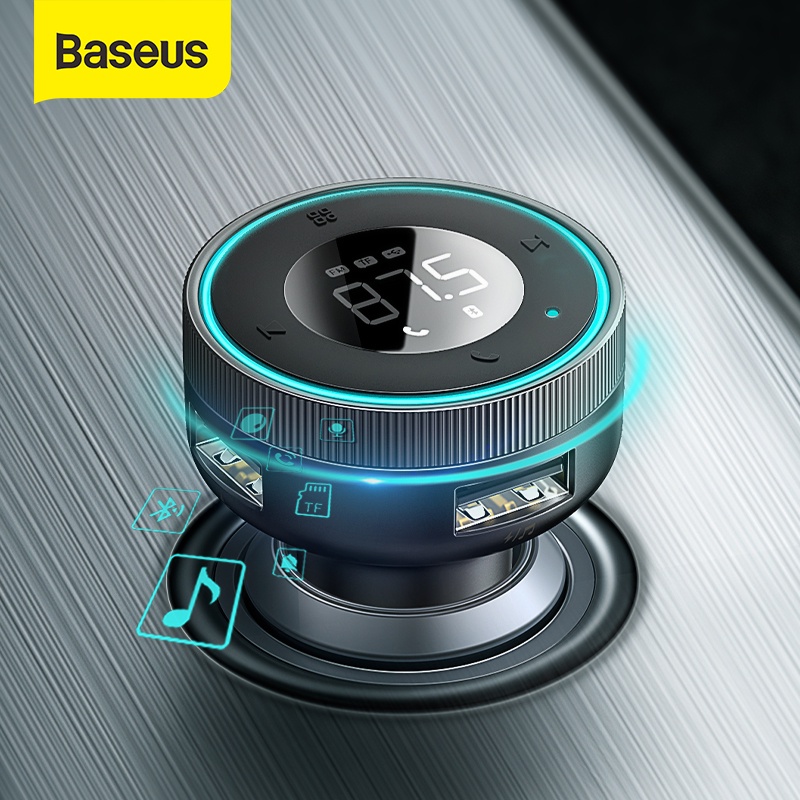 Baseus FM Transmitter Modulator Car Bluetooth 5.0 Handsfree Aux Adapter 3.4A Dual USB Car Charger MP3 Player Radio Transmitter|FM Transmitters| - AliExpress