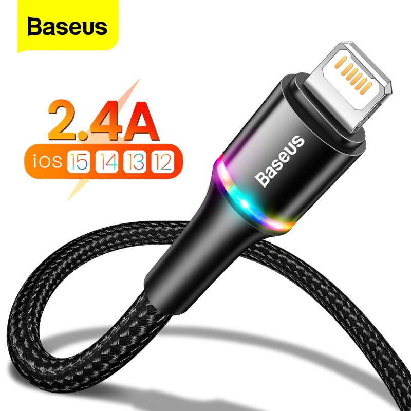 Baseus USB Cable For iPhone 12 11 13 Pro XS Max Xr X 8 7 6 LED Lighting Fast Charge Charger Date Phone Cable For iPad Wire Cord|Mobile Phone Cables| - AliExpress
