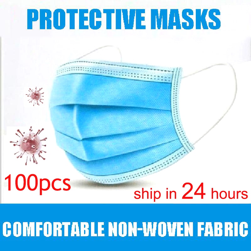 50Pcs/100pcs מסכה חד פעמי Nonwove 3 שכבה רובדי מסנן מסכת פה פנים מסכת מסנן בטוח לנשימה dustproof מגן מסכות-במסכות מתוך יופי ובריאות באתר AliExpress