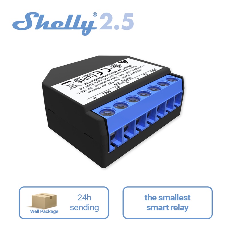 Shelly 2.5 Smart Home Double Relay WiFi Switch Roller Shutter Open Source Wireless For Garage Door Curtain Dual Power Metering|Home Automation Modules| - AliExpress