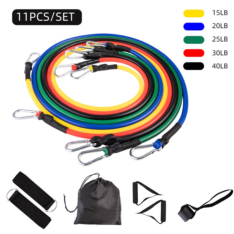 11 Pcs/Set Training Resistance Bands Crossfit Pilates Yoga Tubes Pull Rope Gym Rubber Expander Elastic Bands Fitness with Bag|Resistance Bands| - AliExpress