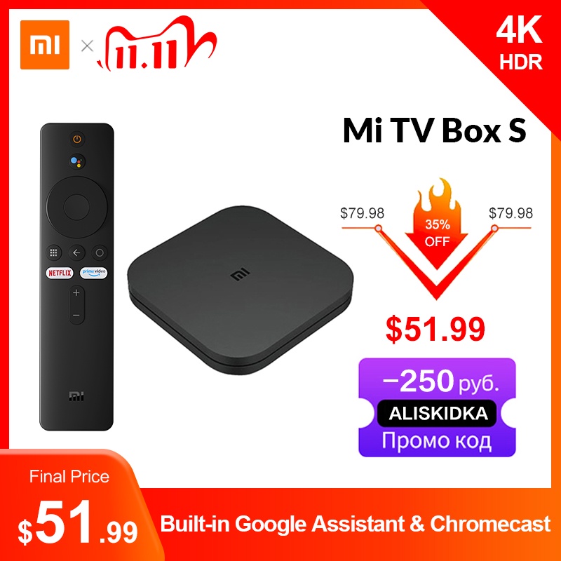 מקורי הגלובלי Xiaomi Mi טלוויזיה תיבת S 4K Ultra HD אנדרואיד טלוויזיה 9.0 HDR 2G 8G WiFi google יצוק נטפליקס חכם טלוויזיה Mi תיבת 4 Media Player|ממירים| - AliExpress
