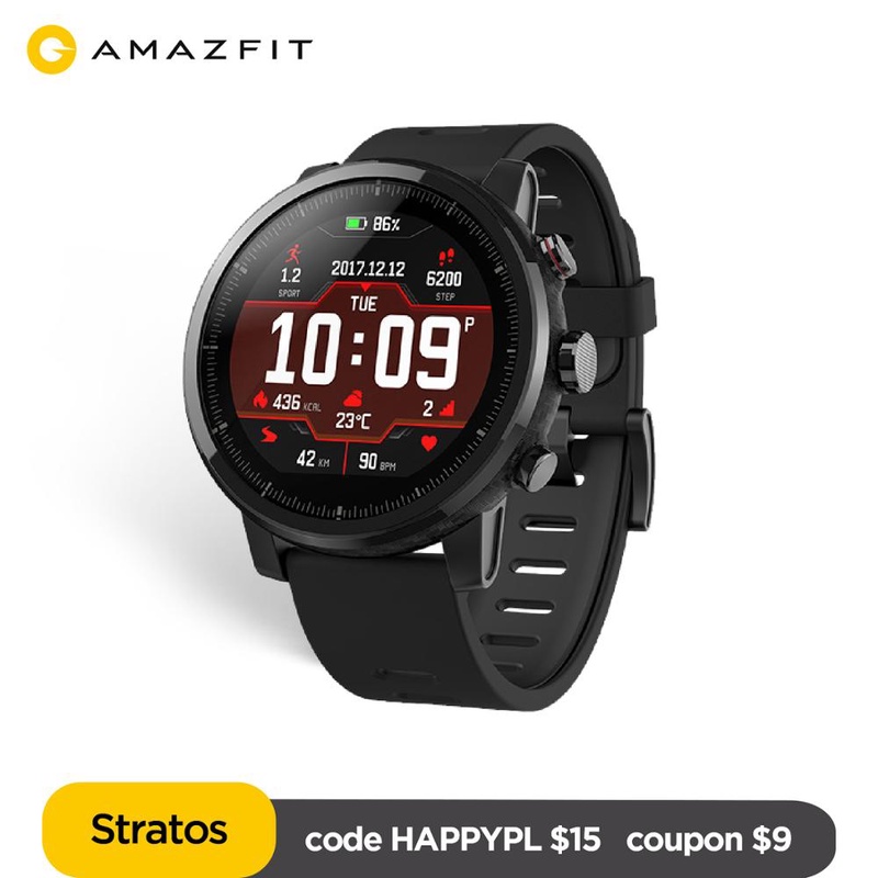 מקורי Amazfit סטרטוס Smartwatch חכם שעון Bluetooth GPS ספירת קלוריות לב צג 50M עמיד למים|שעונים חכמים| - AliExpress