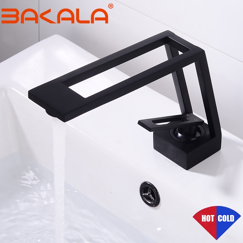 Bakala Luxury Bathroom Sink Faucet Brass Matte Black Basin Faucets Hot & Cold Mixer Water Taps Peculiar Shape Washbasin Tap - Basin Faucets - AliExpress
