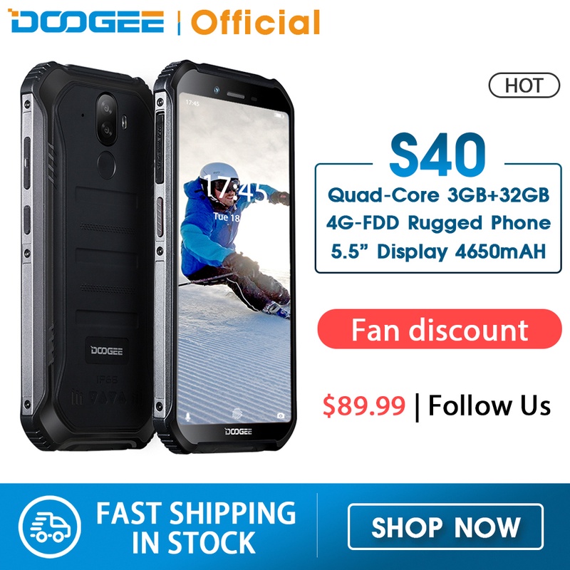 Upgrade 3GB+32GB DOOGEE S40 MTK6739 Quad Core Android 9.0 4G Network Rugged Mobile Phone IP68 5.5inch Display 4650mAh 8.0MP NFC|Cellphones| - AliExpress