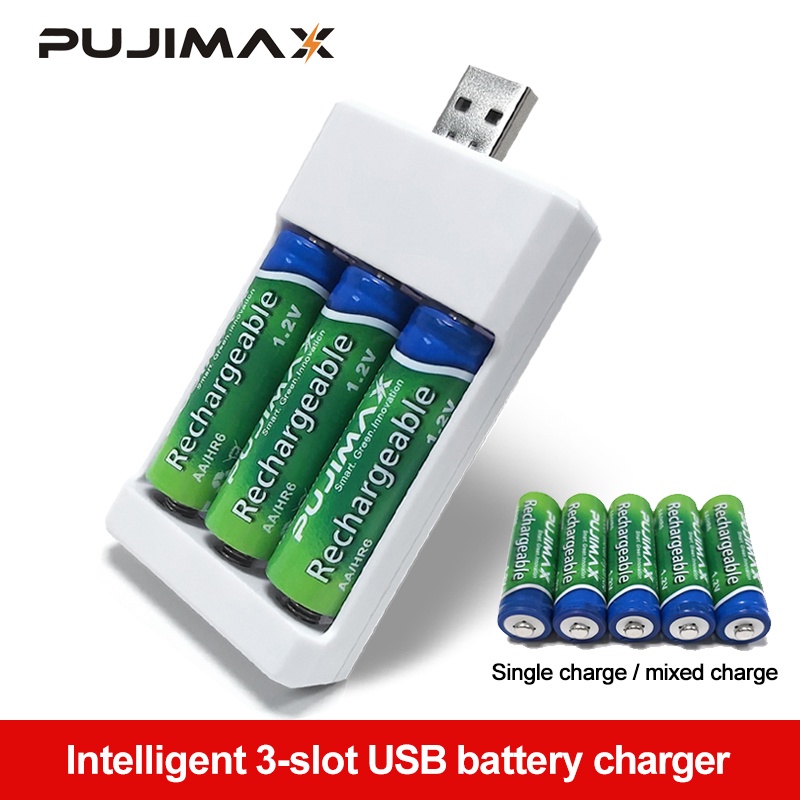 PUJIMAX 3 Solts Battery Charger Adapter USB Plug Battery Charger For Universal AA/AAA rechargeable Batteries Power Accessories|Chargers| - AliExpress