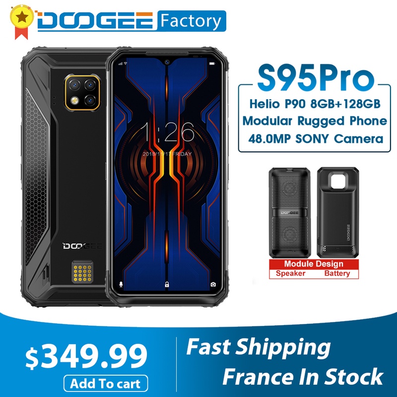 New DOOGEE S95 Pro Modular Rugged Mobile Phone 8GB 128GB Helio P90 6.3 inch Display 5150mAh Octa Core 48MP Camera Android 9|Cellphones| - AliExpress