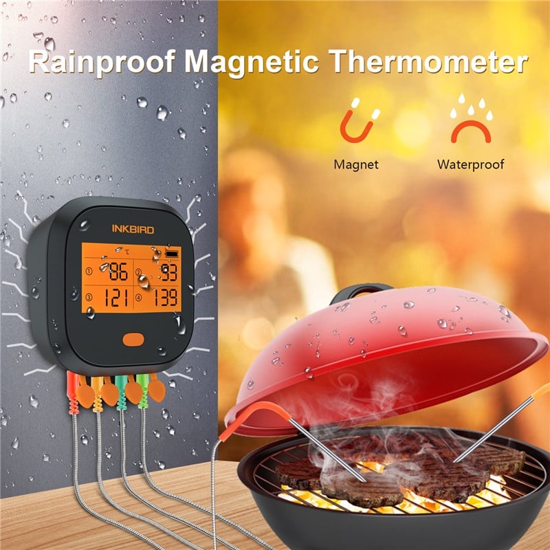 Inkbird IBBQ 4T Wi Fi Meat Digital Thermometer Rainproof Magnetic Alarm Thermometer for Kitchen Smoker Grilling with 4 Probes|Temperature Instruments| - AliExpress