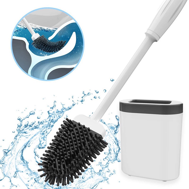 Silicone Wc Toilet Brush Flat Head Flexible Soft Bristles Brush With Quick Drying Holder set for Bathroom Accessory Tools|Cleaning Brushes| - AliExpress