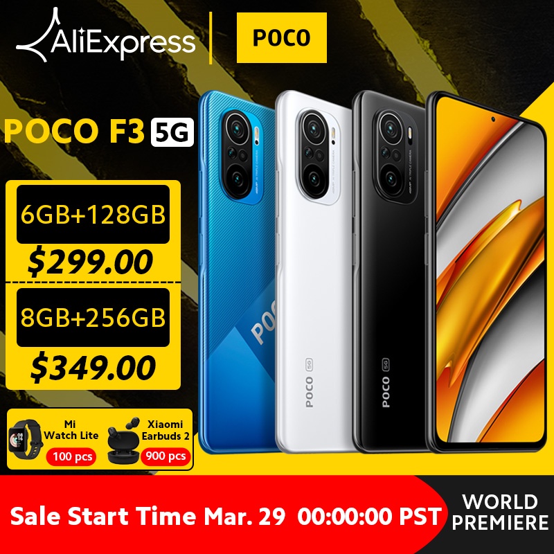 [World Premiere In Stock] Global Version POCO F3 5G Smartphone Snapdragon 870 Octa Core 128GB/256GB 6.67