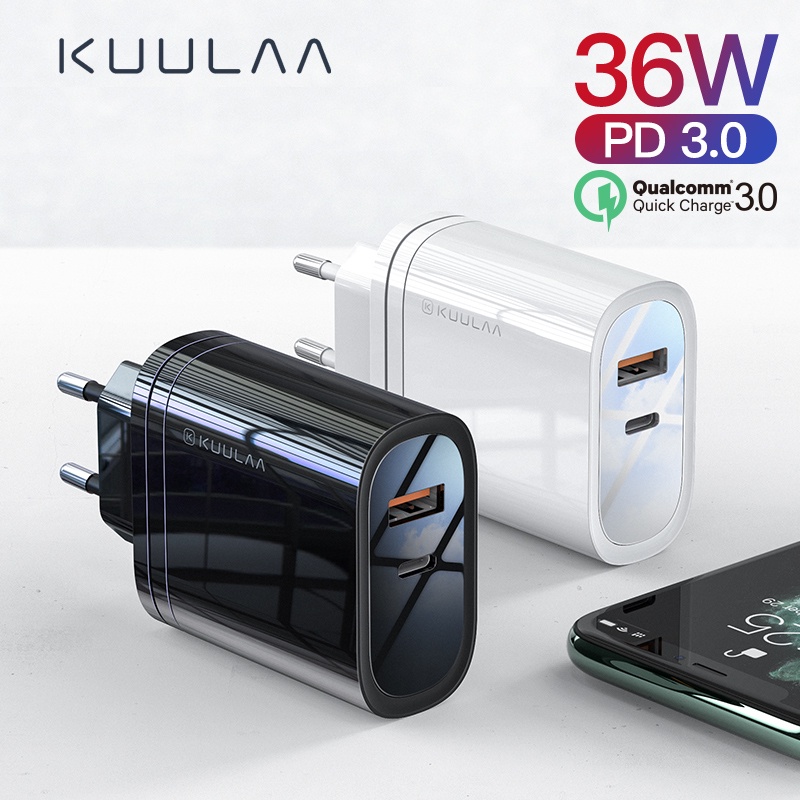 KUULAA 36W USB Charger Quick Charge 4.0 PD 3.0 Fast Charger US EU Plug Adapter Supercharger For iPhone 11 X XR XS 8 Xiaomi Mi 9-in Mobile Phone Chargers from Cellphones & Telecommunications on AliExpress