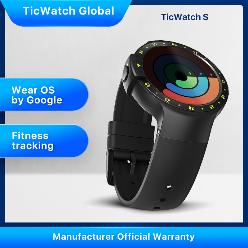 TicWatch S Black Smart Watch Bluetooth Smartwatch with GPS Android&iOS; Compatible Google Wear OS IP67 Waterproof Mobvoi Original|Smart Watches| - AliExpress