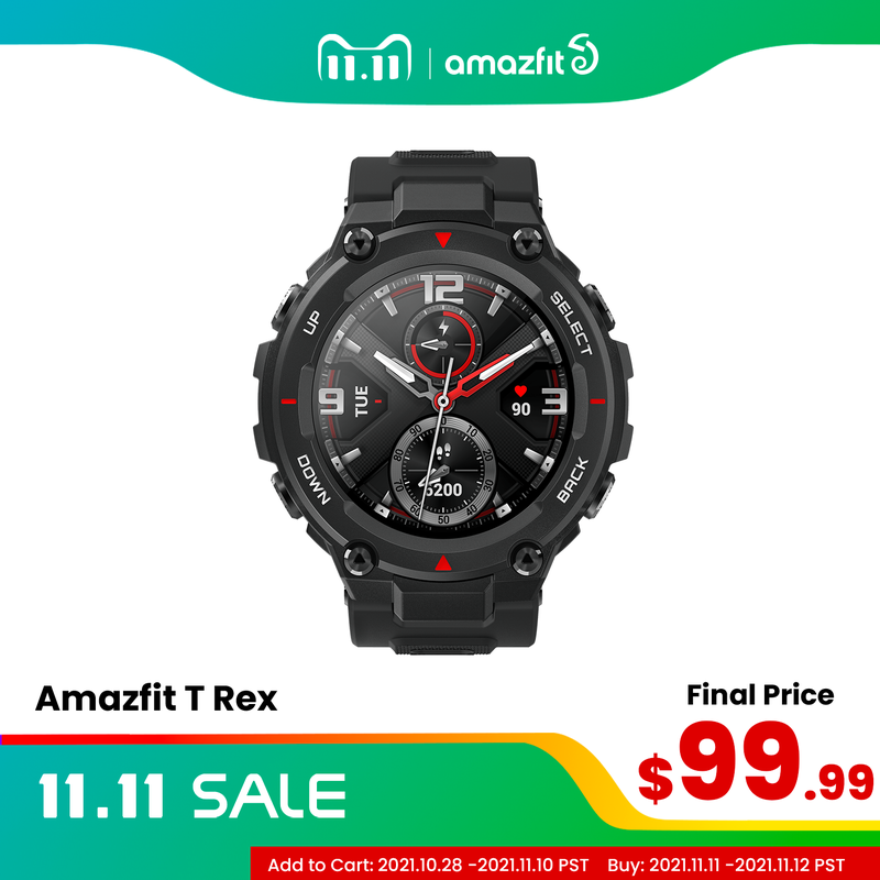 New 2020 CES Amazfit T rex T rex Smartwatch Control Music 5ATM Smart Watch GPS/GLONASS 20 days battery life MIL STD for Android|Smart Watches| - AliExpress