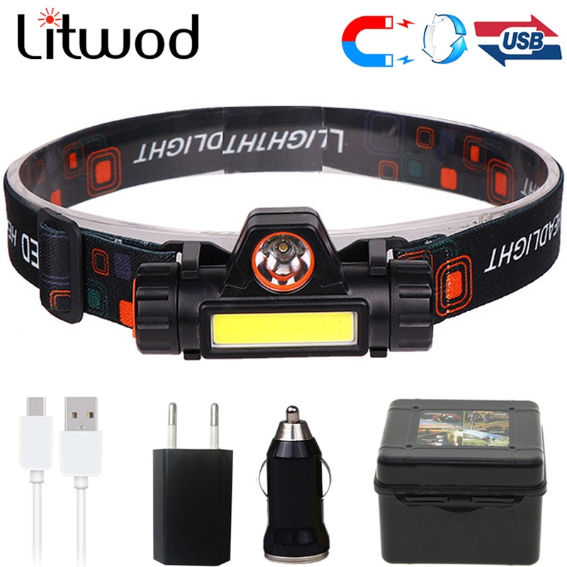 XPE+COB Portable mini LED Headlamp Built in USB Rechargable 18650 Battery with Magnet Torch Camping Hiking Night Fishing Light|Headlamps| - AliExpress