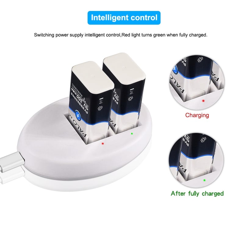 פאלו כפולה חריץ 6F22 9V סוללה מטען usb מטען חכם LED תצוגה עבור 9V ליתיום nimh nicd נטענת סוללות|מטענים| - AliExpress