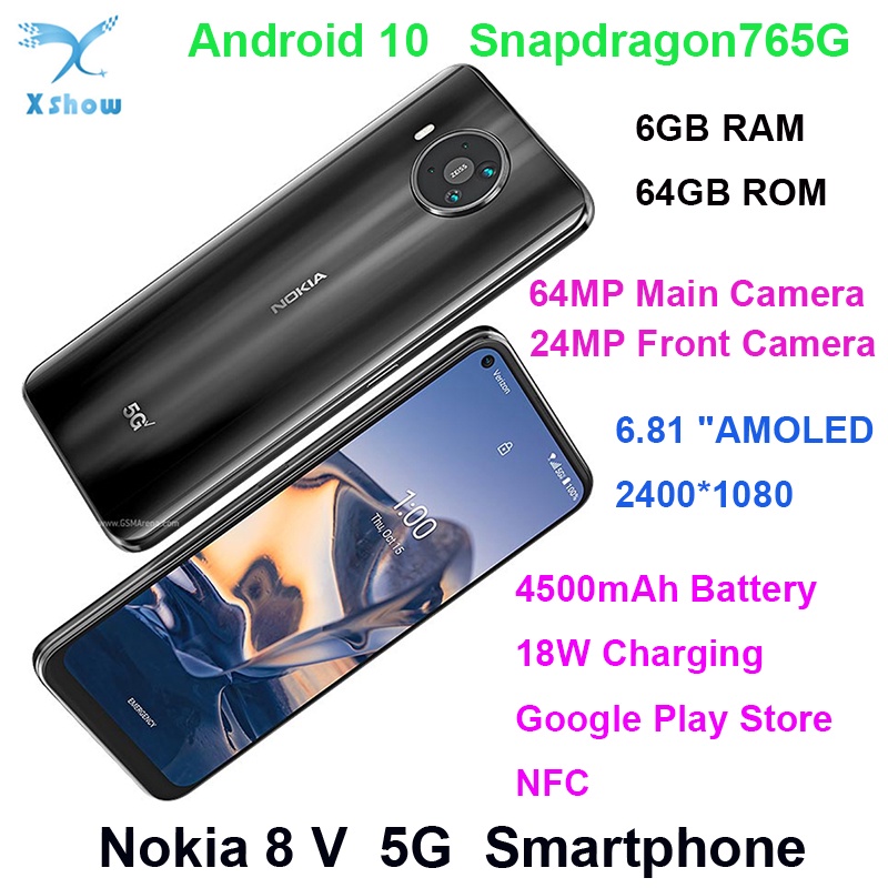 Original Nokia 8 V 5G UW Smartphone 6GB RAM 64GB ROM 64MP Camera Snapdragon765G 6.81 Inches FHD+ 4500mAh Mobile Phone Android 10|Cellphones| - AliExpress