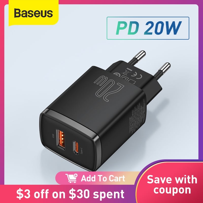 Baseus 20W USB Charger Support Type C PD Fast Charging Dual USB Port Portable Phone Charger For iPhone 12 Pro Max 11 Mini 8 Plus|Mobile Phone Chargers| - AliExpress