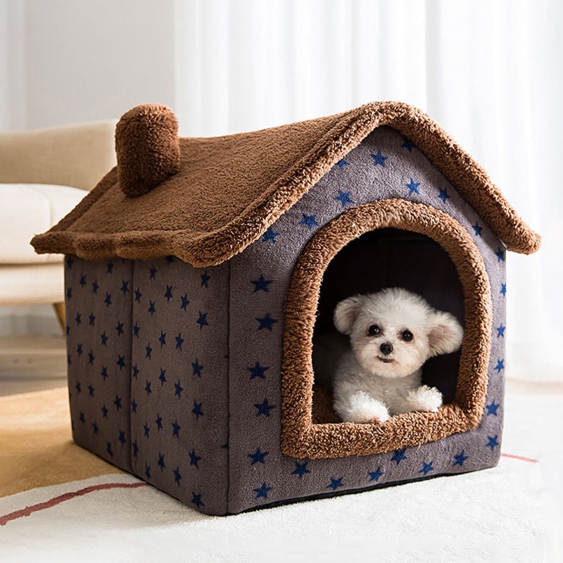 Dog House Kennel Soft Pet Bed Tent Indoor Enclosed Warm Plush Sleeping Nest Basket with Removable Cushion Travel Dog Accessory|Houses, Kennels & Pens| - AliExpress