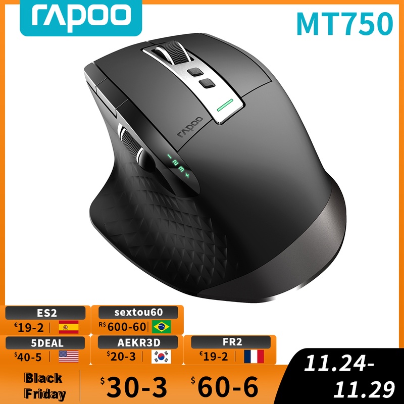 Rapoo Mt750s Multi-mode Rechargeable Wireless Mouse Ergonomic 3200 Dpi Bluetooth Mouse Easy-switch Up To 4 Devices Gaming Mouse - Mouse - AliExpress