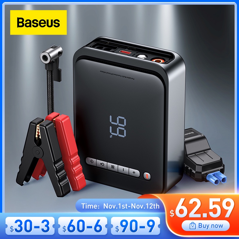 Baseus 2 In 1 Car Jump Starter Power Bank Air Compressor Inflator Pump 1000a Portable Power Station Car Battery Charger Booster - Jump Starter - AliExpress