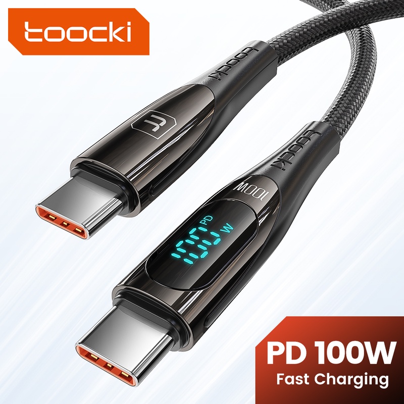 Toocki 100W USB C to USB C Cable 6A Fast Charging USB Type C Cable Digital Display Data Cord For MacBook Xiaomi Realme Samsung| | - AliExpress