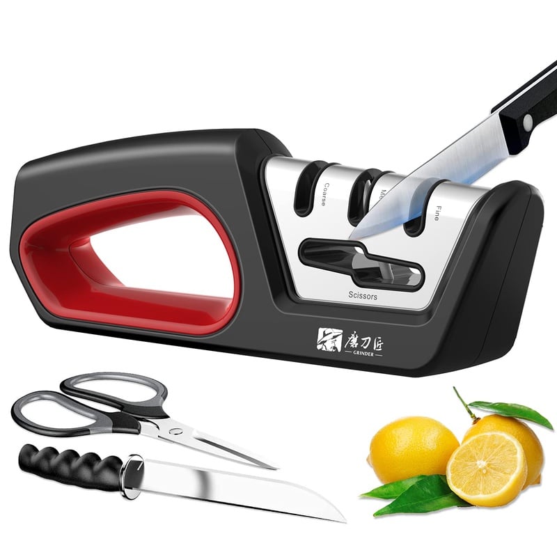Four-in-One Kitchen Knife Sharpener, Tungsten Carbide